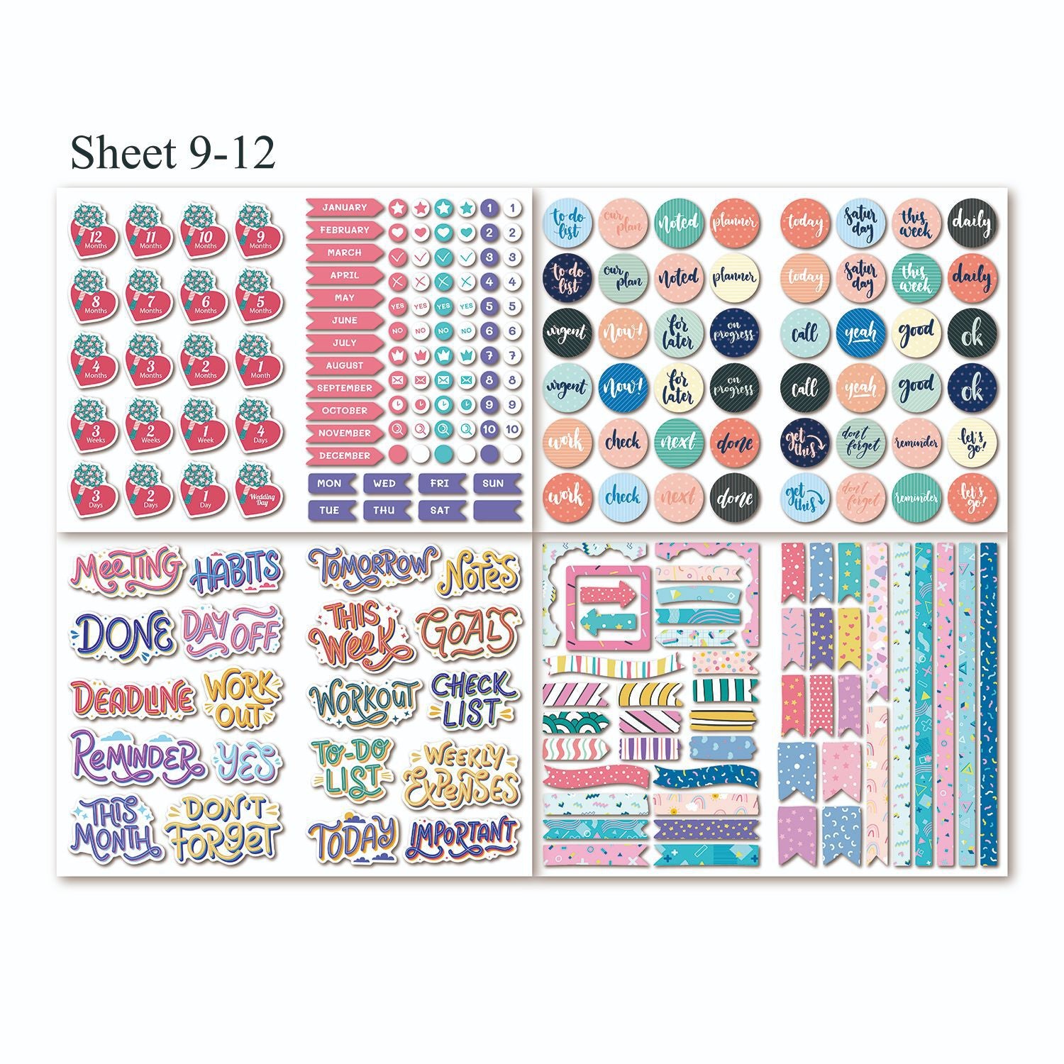 Creativ'Sheets™ - Feuille A4 de stickers Scrapbooking - 1000-Cadeaux